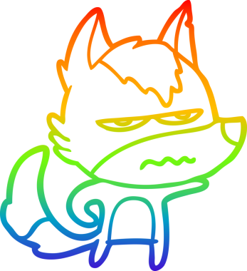 Gökkuşağı gradyan çizgi çizimi Bir insan tarafından çizilmiş rahatsız kurt