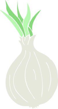 Bir insan tarafından çizilmiş soğanın düz renk çizimi