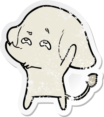 Bir insan tarafından çizilmiş karikatür filinin sıkıntılı çıkartması