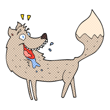 Bir insan tarafından çizilmiş serbest çizim bir karikatür kurt.