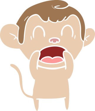 Bir insan tarafından çizilmiş düz renkli çizgi film maymunu