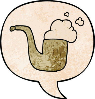 Eski bir çizgi film sigara piposu, insan tarafından çizilmiş eski moda konuşma baloncuğu.