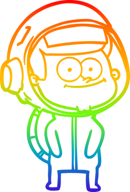 gökkuşağı gradyan çizimi mutlu bir astronot çizgi filmi bir insan tarafından çizildi