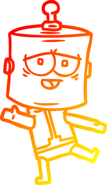 Bir insan tarafından çizilen çizgi film robotunun sıcak çizgi çizimi