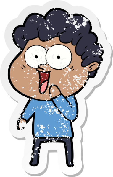 Bir insan tarafından çizilmiş mutlu bir adamın sıkıntılı çıkartması.