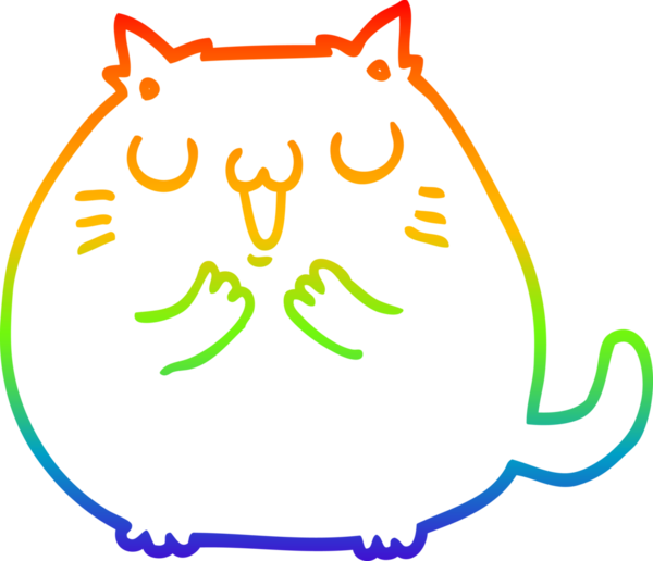 gökkuşağı gradyan çizimi mutlu çizgi film kedisi bir insan tarafından çizildi