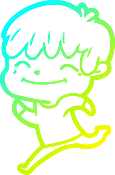 Bir çizgi film karakteri çizen soğuk çizgi bir insan tarafından çizilmiş mutlu çocuk.