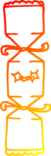 Bir insan tarafından çizilmiş bir karikatür Noel krakerinin sıcak çizgi çizimi