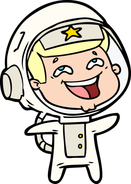 Bir insan tarafından çizilmiş gülen astronot çizgi filmi.