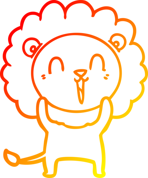 Bir insan tarafından çizilmiş gülen aslan karikatürü.