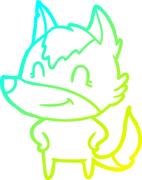 Bir insan tarafından çizilmiş dost canlısı bir kurt çizgi çizimi.