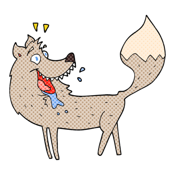 Bir insan tarafından çizilmiş serbest çizim bir karikatür kurt.