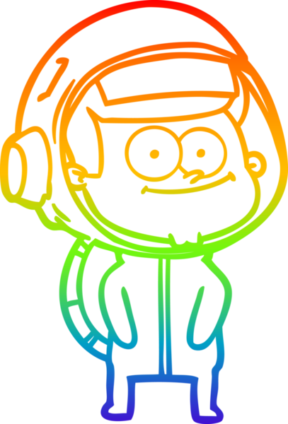 gökkuşağı gradyan çizimi mutlu bir astronot çizgi filmi bir insan tarafından çizildi