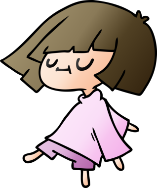 Bir insan tarafından çizilmiş kawai kızının gradyan çizimi.