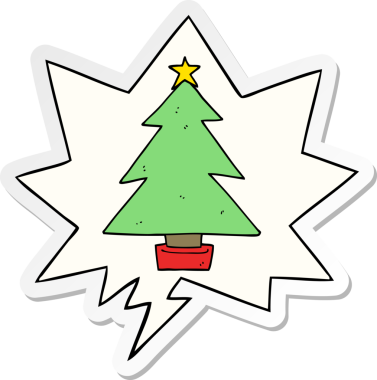 Bir insan tarafından çizilmiş konuşma kabarcığı etiketli bir noel ağacı.