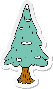 El çizimi karikatür karalamalar bir insan tarafından çizilmiş tek bir kar ağacı.