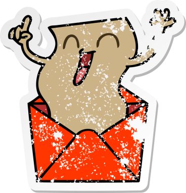 Bir insan tarafından çizilmiş garip bir el çiziminin hüzünlü çıkartması.