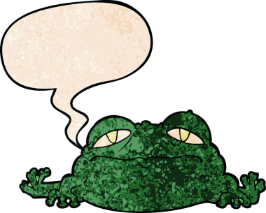 insan tarafından çizilmiş eski moda konuşma baloncuklu çirkin kurbağa çizgi filmi.