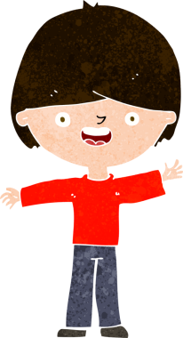 Bir insan tarafından çizilmiş mutlu çocuk çizgi filmi.