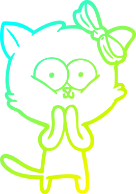 Bir insan tarafından çizilen çizgi film kedisinin soğuk gradyan çizgisi.