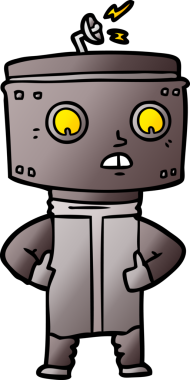 Bir insan tarafından çizilmiş çizgi film robotu