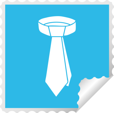 Kare soyma etiketi. Bir insan tarafından çizilmiş garip karikatür boyun bağı.