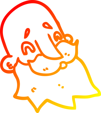 Bir insan tarafından çizilmiş sakallı bir adamın sıcak çizgi çizimi.