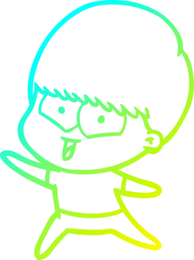 Bir çizgi film karakteri çizen soğuk çizgi bir insan tarafından çizilmiş mutlu çocuk.