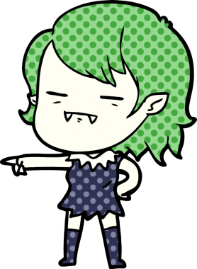 Bir insan tarafından çizilmiş ölümsüz vampir kız çizgi filmi.