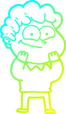 Bir insan tarafından çizilmiş mutlu bir adamın soğuk çizgi çizimi.