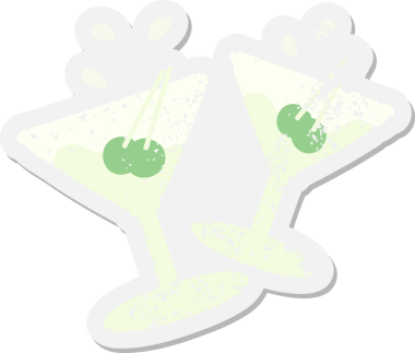 Bir insan tarafından çizilmiş martini bardakları şıngırdıyor.