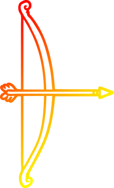 Bir insan tarafından çizilmiş çizgi film yayı ve okunun sıcak eğimli çizimi