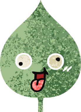 Bir insan tarafından çizilmiş dışavurumsal yaprağın retro çizim tarzı karikatürü