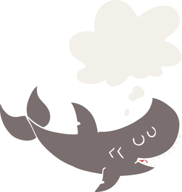 Düşünce baloncuklu çizgi film köpekbalığı insan tarafından çizilmiş.