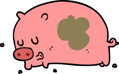 Bir insan tarafından çizilmiş şirin çizgi film domuzu.