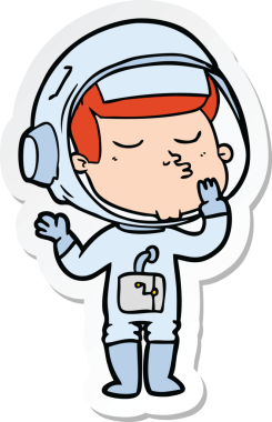 Bir insan tarafından çizilmiş kendine güvenen bir astronotun çıkartması.