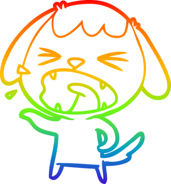 Gökkuşağı gradyan çizgisi bir insan tarafından çizilmiş şirin bir çizgi köpek havlaması.