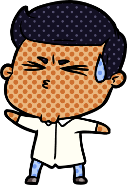 Bir insan tarafından çizilmiş terleyen çizgi film adamı.