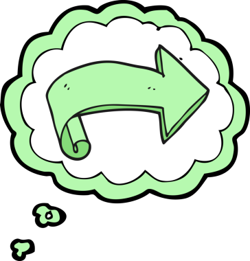 Bir insan tarafından çizilmiş serbest çizim balon karikatür oku