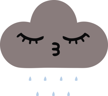 Bir insan tarafından çizilen fırtına bulutunun düz renkli retro karikatürü