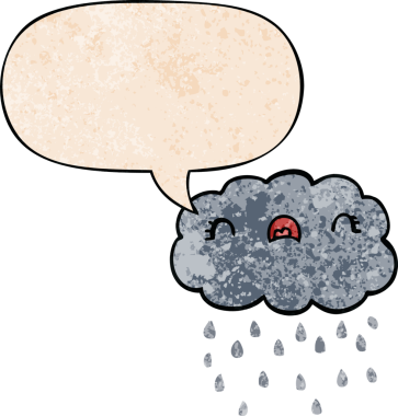 Bir insan tarafından çizilmiş geçmişe dönük konuşma baloncuklu şirin çizgi film bulutu.