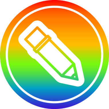 Bir insan tarafından çizilmiş gökkuşağı gradyanı olan basit bir kalem simgesi
