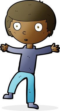 Çizgi film bir insan tarafından çizilmiş ürkmüş çocuk.