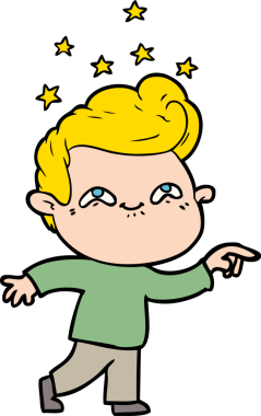 Bir insan tarafından çizilmiş heyecanlı bir çizgi film.