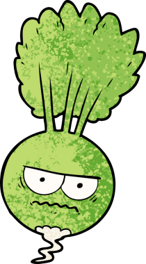 Bir insan tarafından çizilmiş karikatür kökü sebzesi