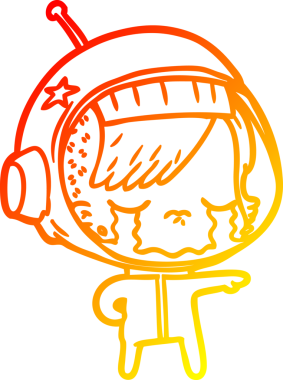 Bir insan tarafından çizilmiş, ağlayan astronot bir kızın sıcak çizgi çizimi