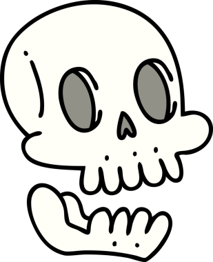 Bir insan tarafından çizilmiş ürkütücü bir cadılar bayramı kafatası çizimi.