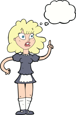 Bir insan tarafından çizilmiş düşünce balonlu endişeli bir kız.