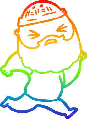 Bir insan tarafından çizilmiş sakallı bir karikatür çizimi.