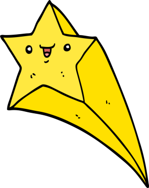 Bir insan tarafından çizilmiş bir çizgi film yıldızı.